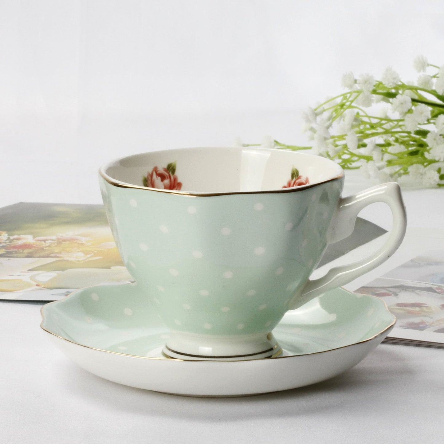 Bone China British Afternoon Tea Set Coffee Cups And Saucers